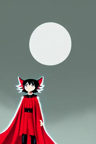 Prompt: little boy with cat ears in an big black outfit with red cape. digital artwork made by lois van baarle and kentaro miura, sharpness focus, inspired by hirohiko araki, anatomically correct, heroic composition, hero pose, smooth, noir