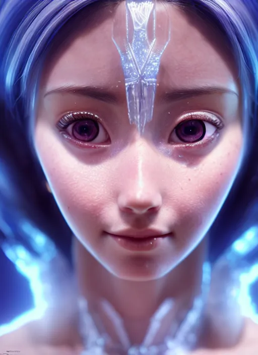 Image similar to Alita as Elsa, au naturel, hyper detailed, digital art, trending in artstation, cinematic lighting, studio quality, smooth render, unreal engine 5 rendered, octane rendered, art style by klimt and nixeu and ian sprigger and wlop and krenz cushart