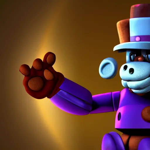 Prompt: Freddy Fazbear punching a purple security guard, HD, 4k image, realistic