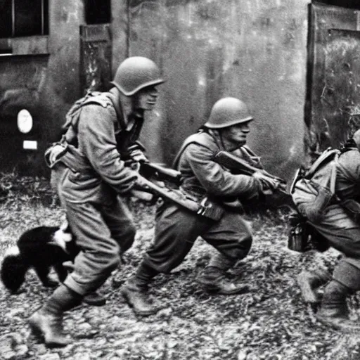 Image similar to colorized wwii photograph of furries fighting to recapture berlin, taken in 1 9 4 5