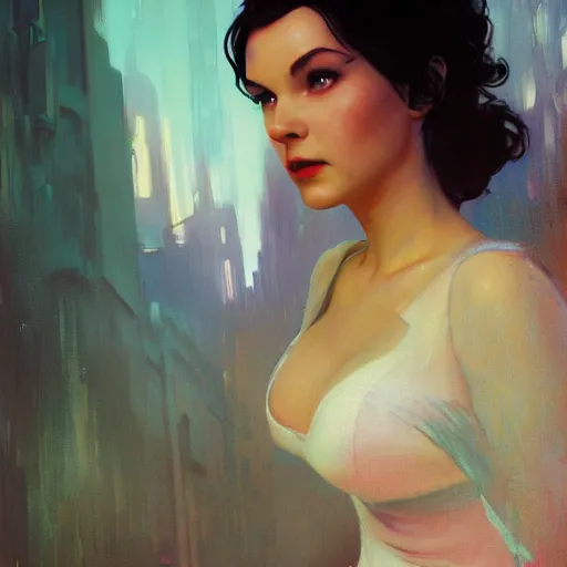 Image similar to snow white, hyperrealistic full figure, bladerunner street alley, art of elysium by frank frazetta and by jeremy mann and by alphonse mucha, fantasy art, photo realistic, dynamic lighting, artstation, full figure poster, volumetric lighting, very detailed face, 4 k, award winning