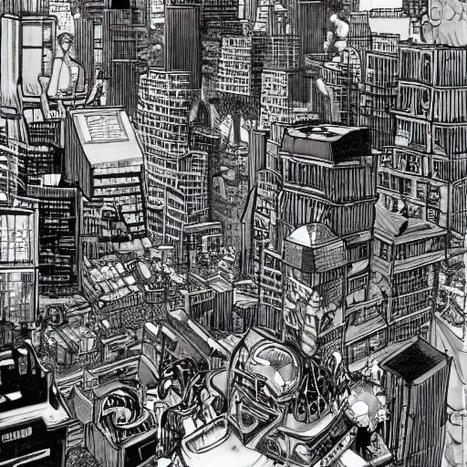 Image similar to [ large city ] ( by kim jung gi ) ( by george morikawa ) ( by kentaro miura ) ( by eiichiro oda )