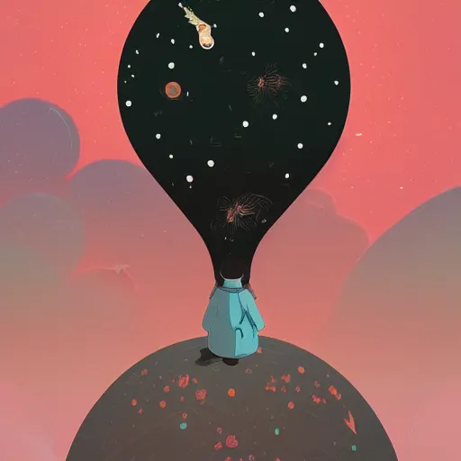 Image similar to A rabbit full of hope, looking for a black hole in an infinite time loop by Victo Ngai and Ghibli andlisk feng and atey ghailan