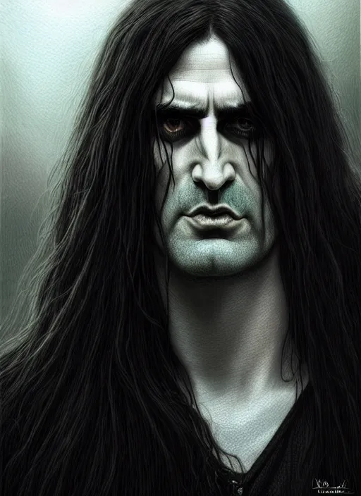 Prompt: hyper detailed ultra sharp type o negative peter steele photorealistic portrait, somber gothic aesthetic, doom, elden ring, masterpiece, elite, digital painting, concept art, smooth, sharp focus, illustration, art by melissa houpert, artgerm and edmund leighton, felix englund, pinterest 8 k