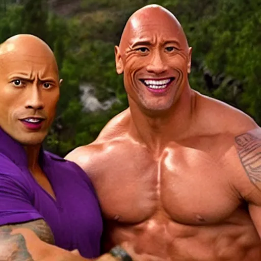 Prompt: dwayne the rock johnson as an eggplant