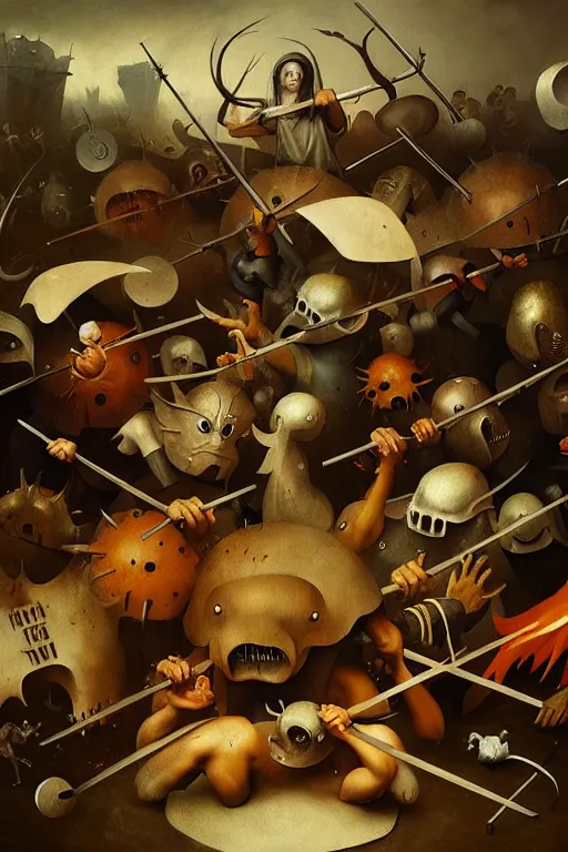 Image similar to hieronymus bosch, greg rutkowski, anna podedworna, painting of a twitch moderators fighting over who is more pathetic