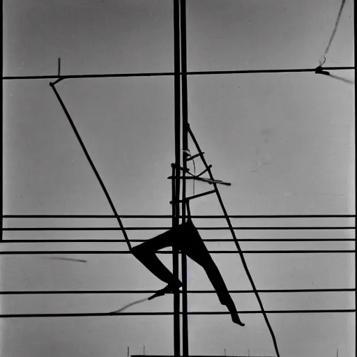 Image similar to a man in front of a high wire fence, bauhaus, dystopian art