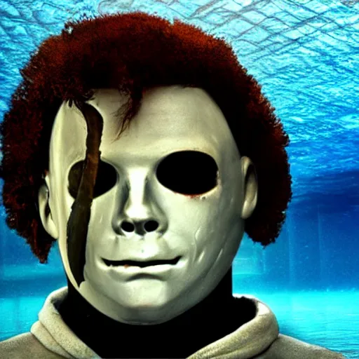 Prompt: michael myers under water