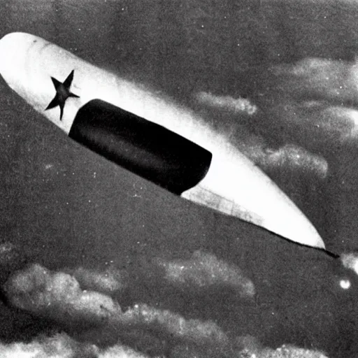 Image similar to ww 2 zeppelin in the sky, huge, firing rockets, bullets, bullet tracers, explosions, war photography