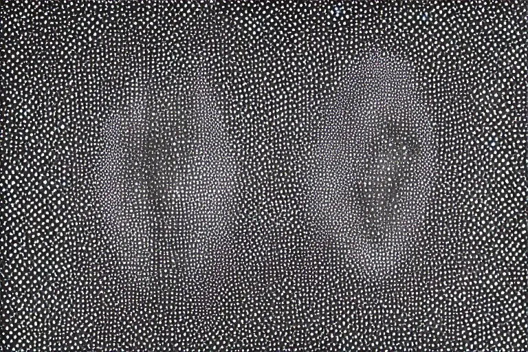 Image similar to face made out of mist, faceless people dark, dots, drip, stipple, pointillism, technical, abstract, minimal, style of francis bacon, asymmetry, pulled apart, cloak, hooded figure, made of dots, abstract, balaclava