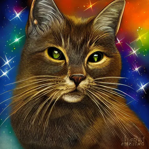 Image similar to space cat, highly detailed, centered, digital painting