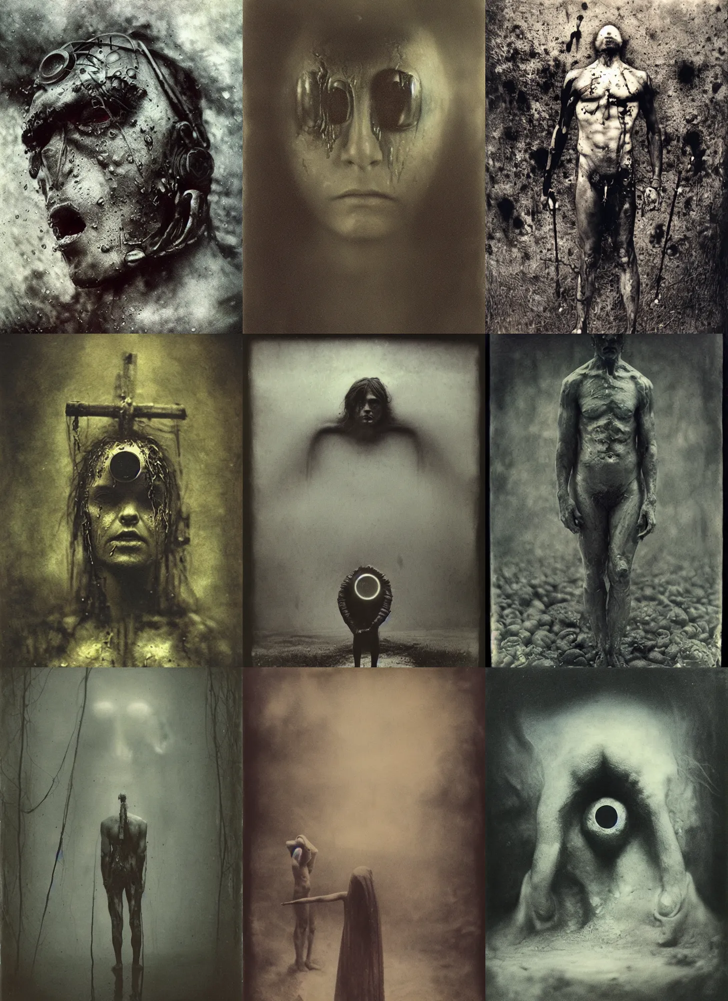 Prompt: wet plate photography, cyclops, beksinski