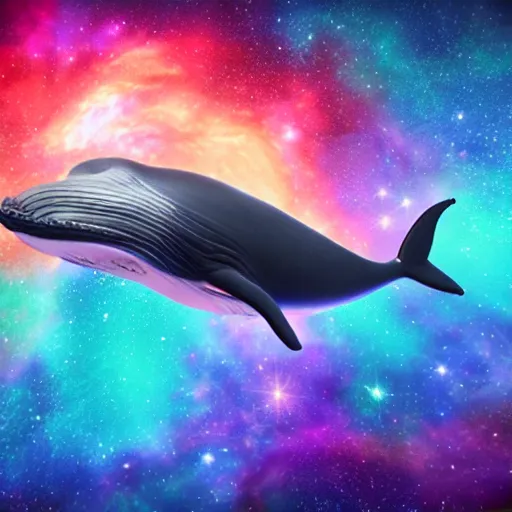 Prompt: A whale floating through the colorful cosmos containing multiple nebula, rendered in unreal engine 5