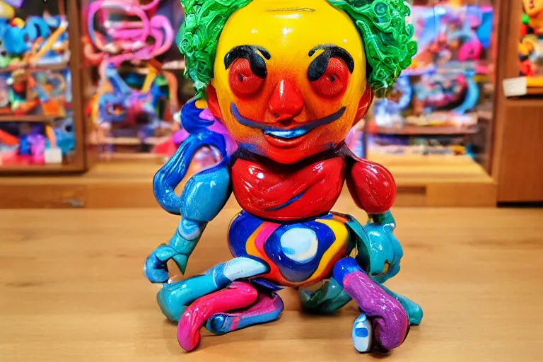 Image similar to cartoon psychedelic sculpture toy on display