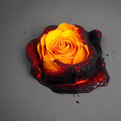 Image similar to rose made of molten lava