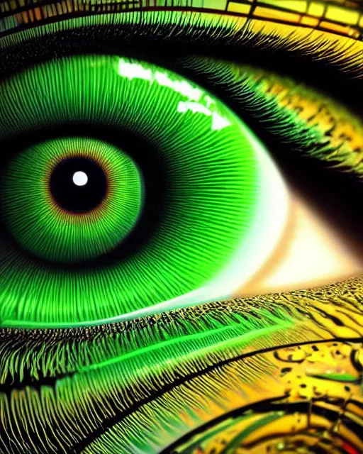 Prompt: hyper realistic photo of beautiful green eye reflecting a sky full of a billion stars, hyper realistic, fractal art, art station, coherent design, symmetrical, vivid colour, complementary colour, golden ratio, detailed, sharp lines, intricate, rainbow shift, in unreal 3 d engine, ray tracing, octane render