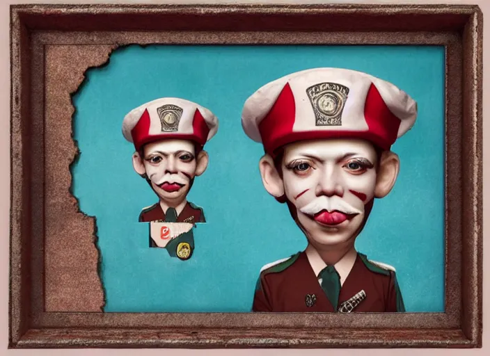 Prompt: a donut head police officer, lowbrow, matte painting, 3 - d highly detailed, in the style of mark ryden,