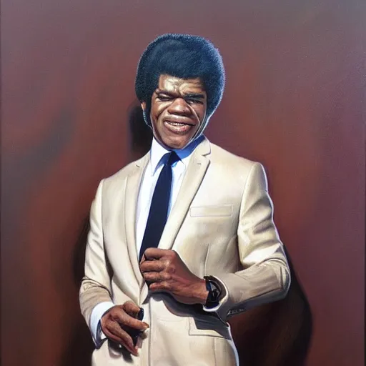 Image similar to Oil Painting of James Brown by Francine van Hove,