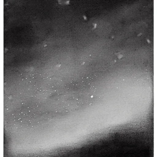 Prompt: foggy night sky, black and white, high detail, etching, high contrast