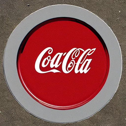 Prompt: photograph of a plastic round table with coke branding,