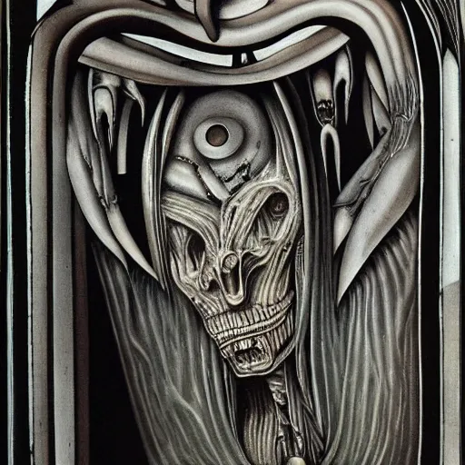 Prompt: a mirror by HR Giger