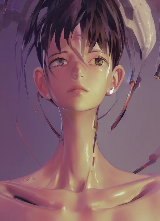 Prompt: shinji, evangelion, naturel, hyper detailed, digital art, trending in artstation, cinematic lighting, studio quality, smooth render, unreal engine 5 rendered, octane rendered, art style by klimt and nixeu and ian sprigger and wlop and krenz cushart