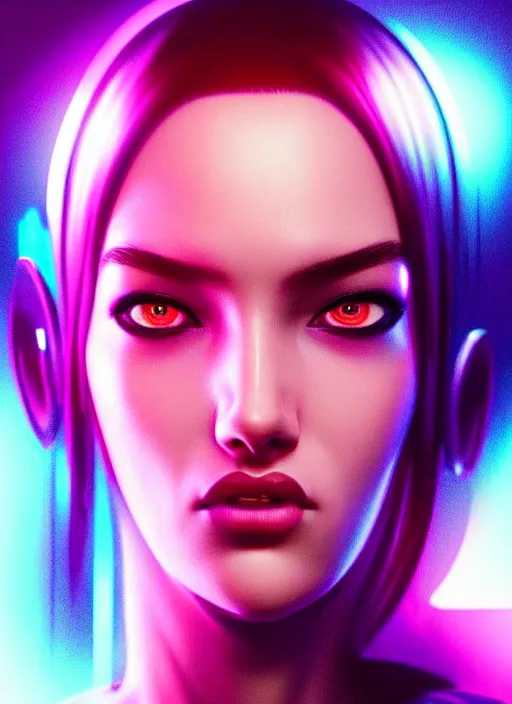 Prompt: photorealistic portrait of female humanoid, cyber neon lights, highly detailed, cyberpunk fashion, elegant, crispy quality, trending in artstation, trending in pinterest, glamor pose, no signature, no watermark, cinematic, art by pascal blanche