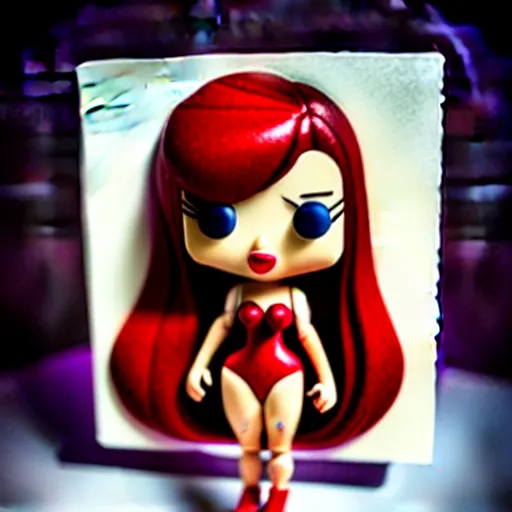 Image similar to Funko Pop doll of Jessica Rabbit taken in a light box with studio lighting, some background blur