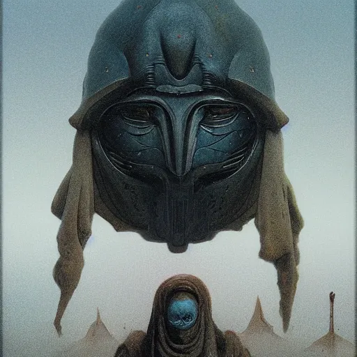 Image similar to portrait of masked dune dynasty on the snow art deco streets of the undying empire city of ya - sattra during the festival of masks in the night, award - winning realistic sci - fi concept art by beksinski, bruegel, greg rutkowski, alphonse mucha, and yoshitaka amano