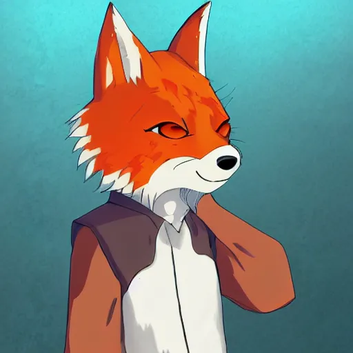 Image similar to Anime art of an anthropomorphic fox character, studio ghibli, furry fandom, furry art, digital painting