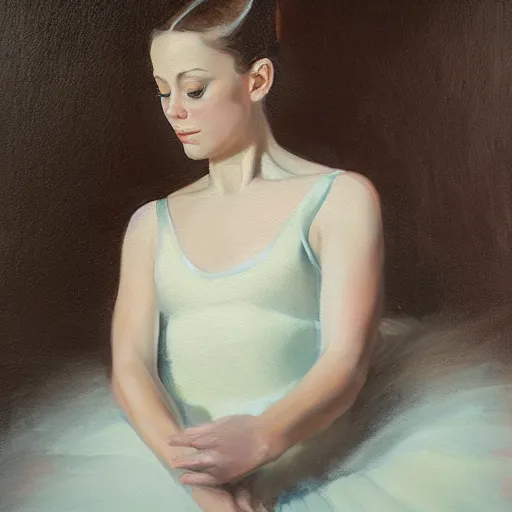 Image similar to portrait of a ballerina, very thick and wet oil paint, 8 k, cinematic light, shadows, reflection highlights in the paint, in the style of joseph lee,