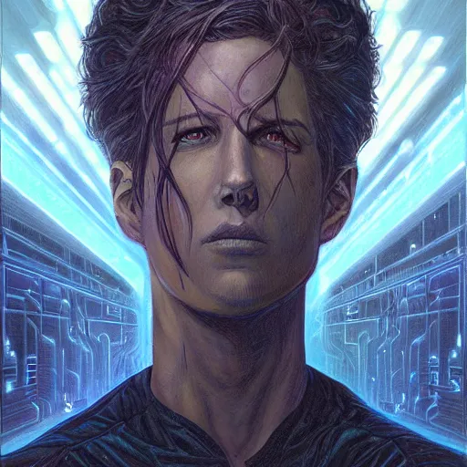 Prompt: neuromancer, painted by magali villeneuve