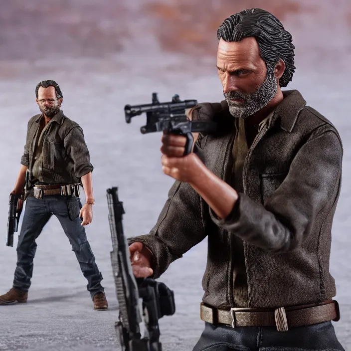 Image similar to a hot toys figure of rick grimes, figurine, detailed product photo