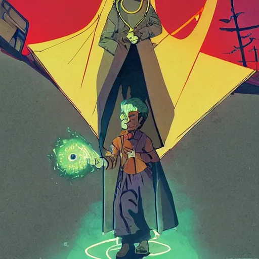 Image similar to a powerful psychic man emitting psychic energy, psychic powers, powers, jamie hewlett, moebius, detailed, highly detailed, concept art, full body concept art, artstation, aesthetic!!, fantasy vibe,