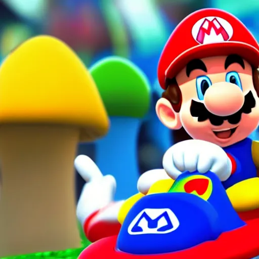 Image similar to Gameplay screenshot of Lionel Messi as toad in Mario Kart, Mushroom hat, Nintendo, Red Bull