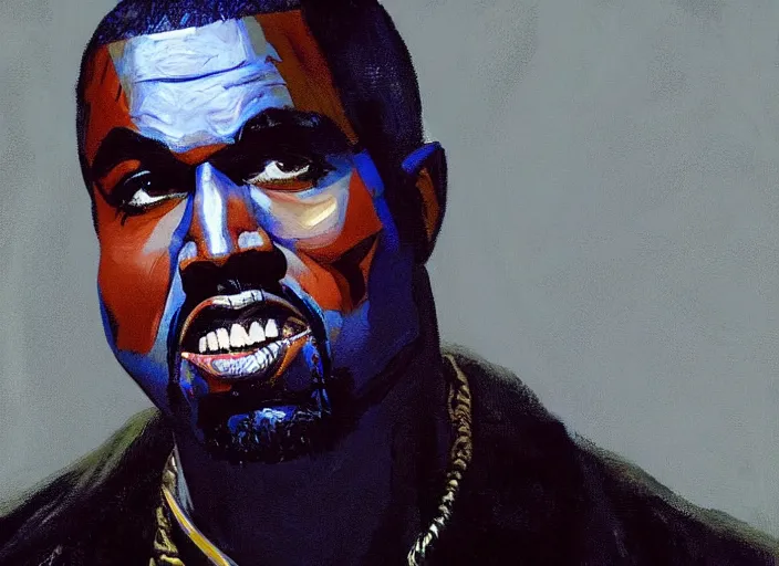 Image similar to a highly detailed beautiful portrait of kanye west as the joker, by gregory manchess, james gurney, james jean