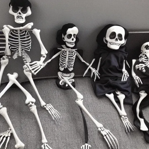 Prompt: the skeleton children visited johnny while he was sleeping