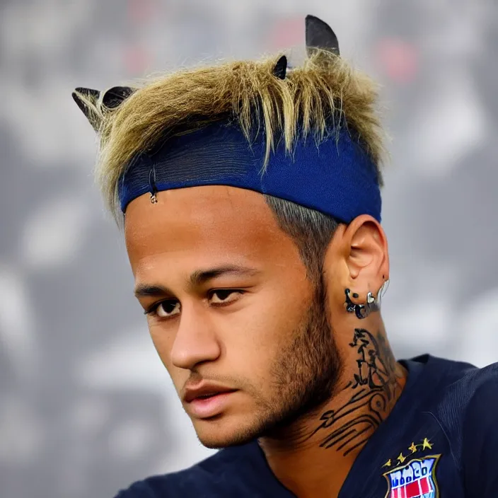 Prompt: Neymar with cat ears