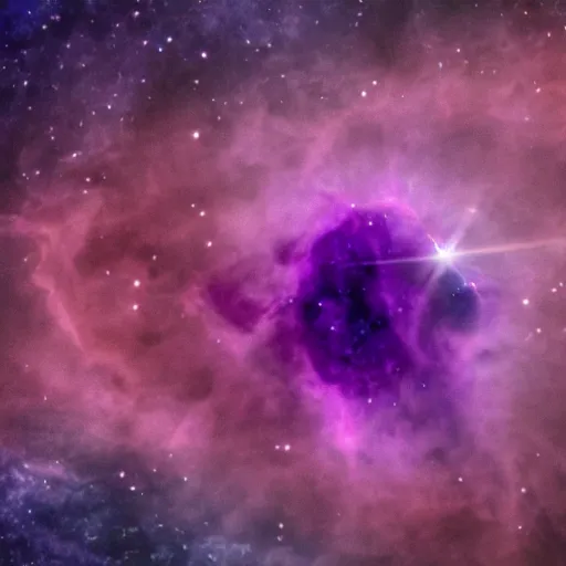 Prompt: Purple nebula in the shape of a cat,high quality image taken by James Webb telescope