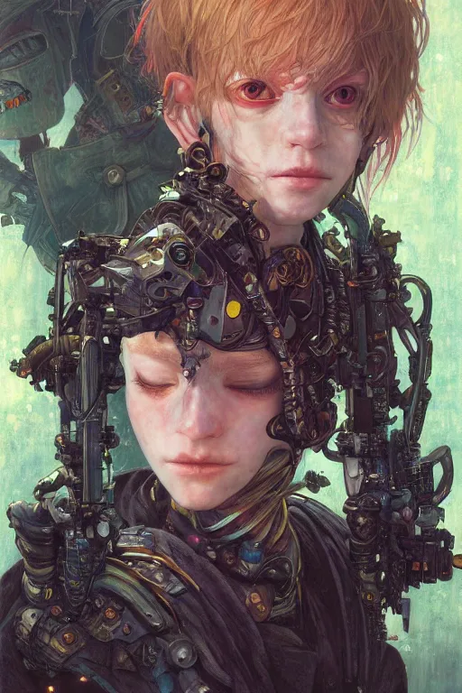 Image similar to portrait of beautiful young goblin, cyberpunk, Warhammer, highly detailed, artstation, illustration, art by Gustav Klimt and Range Murata and Ilya Kuvshinov and Sakimichan