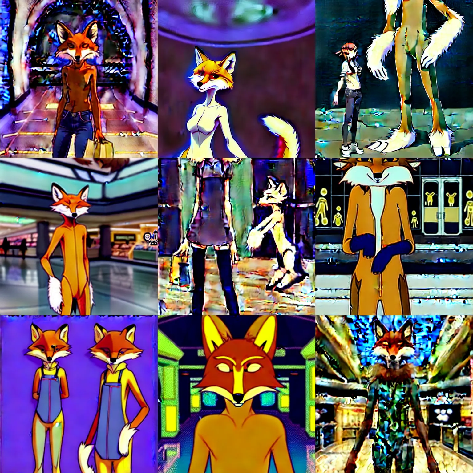 Image similar to an anthropomorphic humanoid natural furry ( ( fox ) ) person shopping at a futuristic mall, photorealistic!!!!, anime!!!!, makoto shinkai, james gurney, don!!!! bluth!!!!, disney, hibbary, dark natasha, goldenwolf, furaffinity, fursona, commission