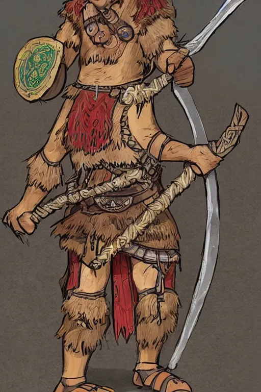 Prompt: full body character concept art of Seohaid of the Murine Hordes, a La Tene Culture Celtic chieftain and warrior, resplendent and proud of bearing. Has a one-eyed rat as a familiar. Eoghaill is the leader of an Comlagh Naomh a group of Iron Age Celtic mercenaries. high quality high detail realistic painting in the style of Angus McBride, Rebecca Guay, and Michael William Kaluta.