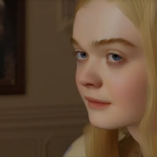 Prompt: ultra realistic medium shot portrait painting of elle fanning in prey, art by frank frazetta and henri - edmond across, 4 k, ultra realistic, highly detailed, epic lighting