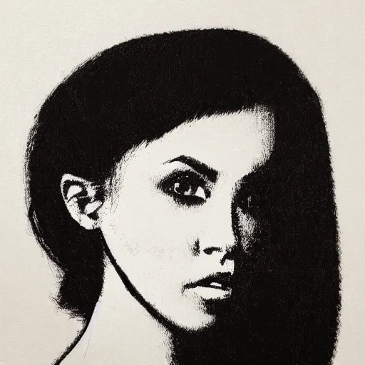 Prompt: female portrait, screen printing