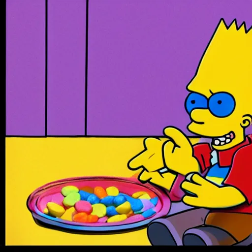 Image similar to Bart Simpson as a real boy eating Fruit Loops, 4K, UE5, 3D, high quality textures, award winning