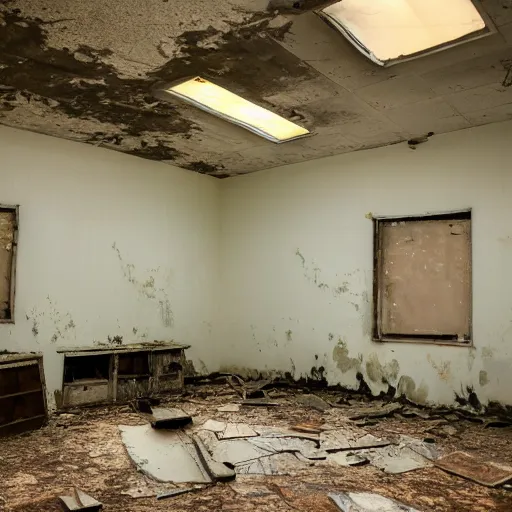 Image similar to abandoned room with old monitors inside, dark and dusty