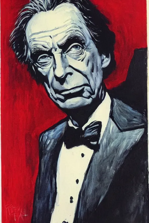 Prompt: portrait of bertrand russell as villain, by basil gogos