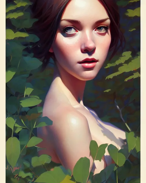 Image similar to stylized portrait of an artistic pose, composition, young suicide girl surrounded by nature, realistic shaded, fine details, realistic shaded lighting poster by ilya kuvshinov, magali villeneuve, artgerm, jeremy lipkin and michael garmash and rob rey