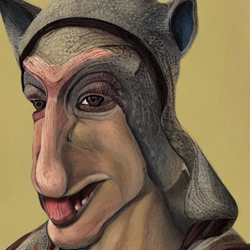 Image similar to Jar Jar Binks as a Sith Lord, portrait