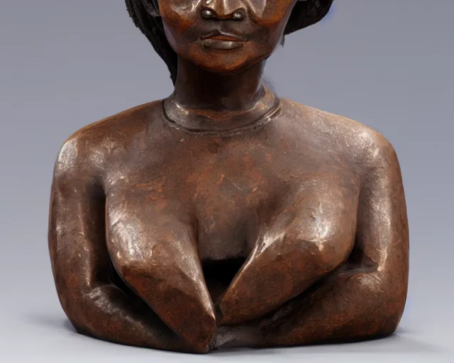 Prompt: detailed stylized realistic bronze sculpture depicting a himba woman